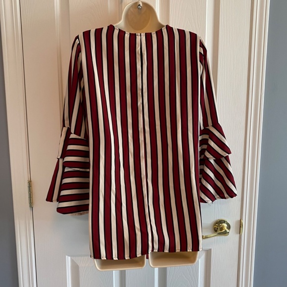 BUY 2 ITEMS GET 1 FREE - 143 Story by Line Up Striped Blouse Sz L - Picture 2 of 5